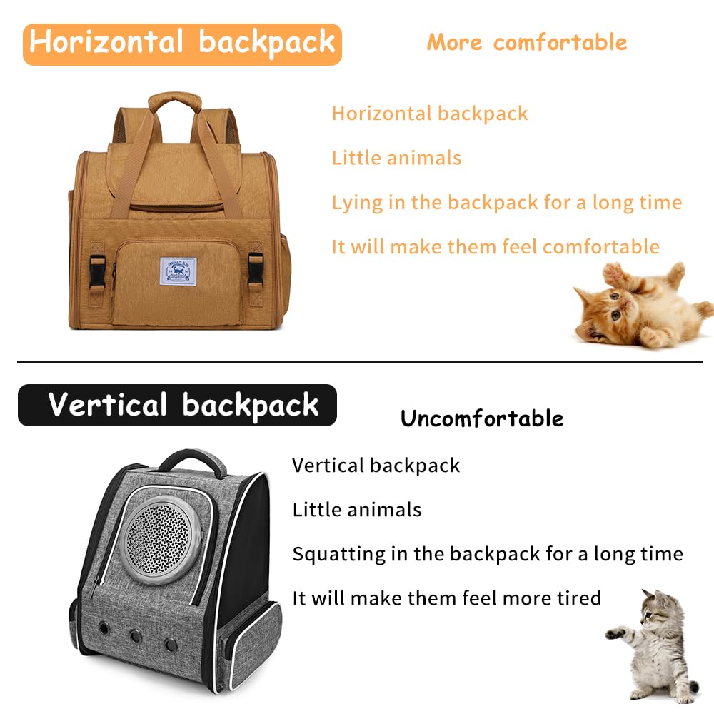 ioview brown pet backpack two-shoulder straps for comfortable carry