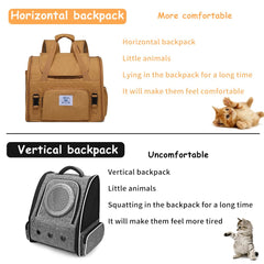 ioview brown pet backpack two-shoulder straps for comfortable carry