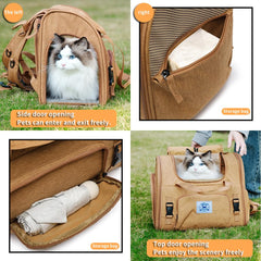 ioview brown pet backpack with ventilated mesh panels