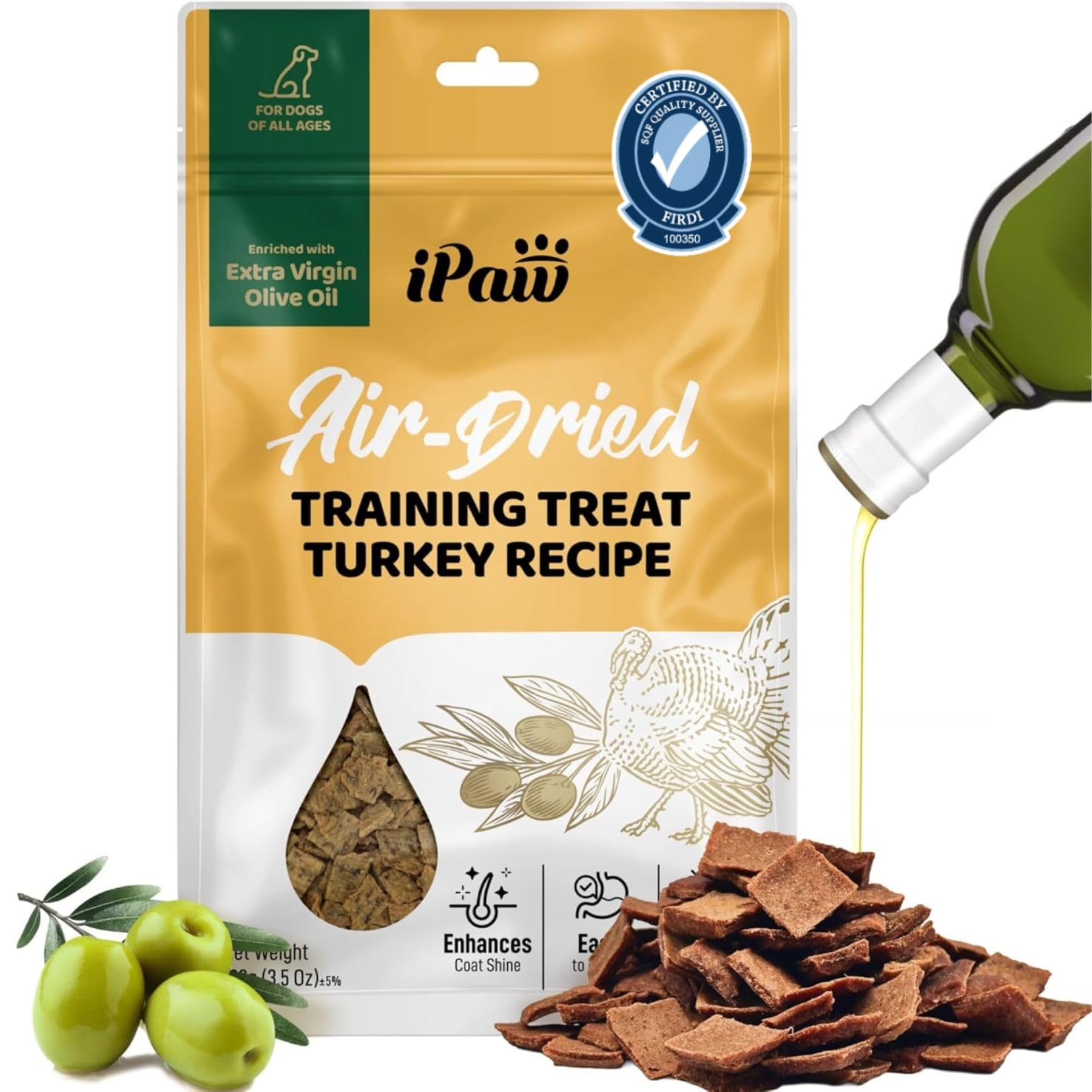 iPaw air-dried turkey treats with real meat for protein-rich rewards