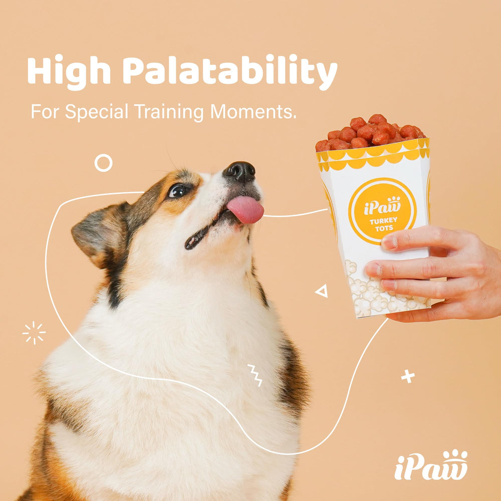 iPaw chicken tots puppy training portion demonstrates gentle reward for puppies