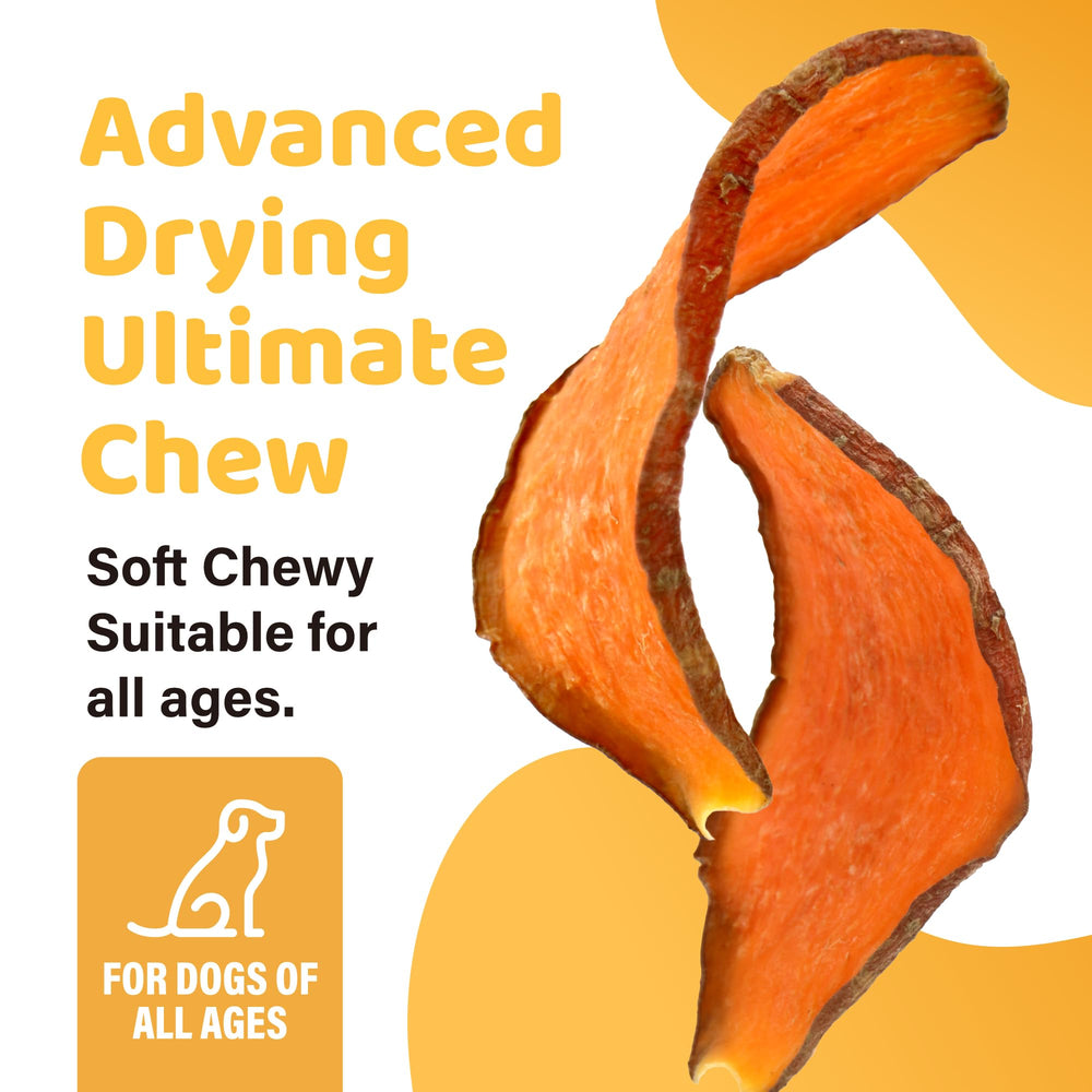 ipaw sweet potato chews nutrition icons highlighting fiber and vitamins for healthy digestion
