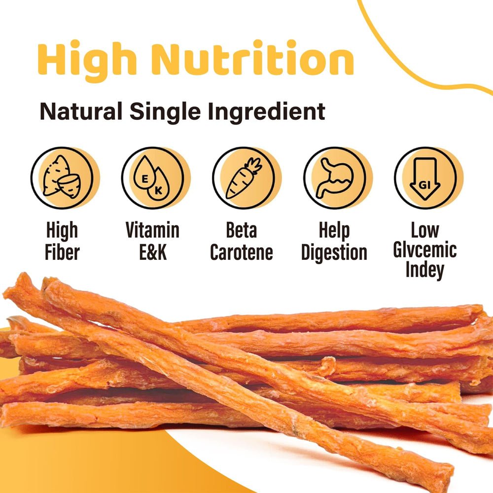 iPaw Sweet Potato Sticks provide a natural rawhide alternative for safe chewing.