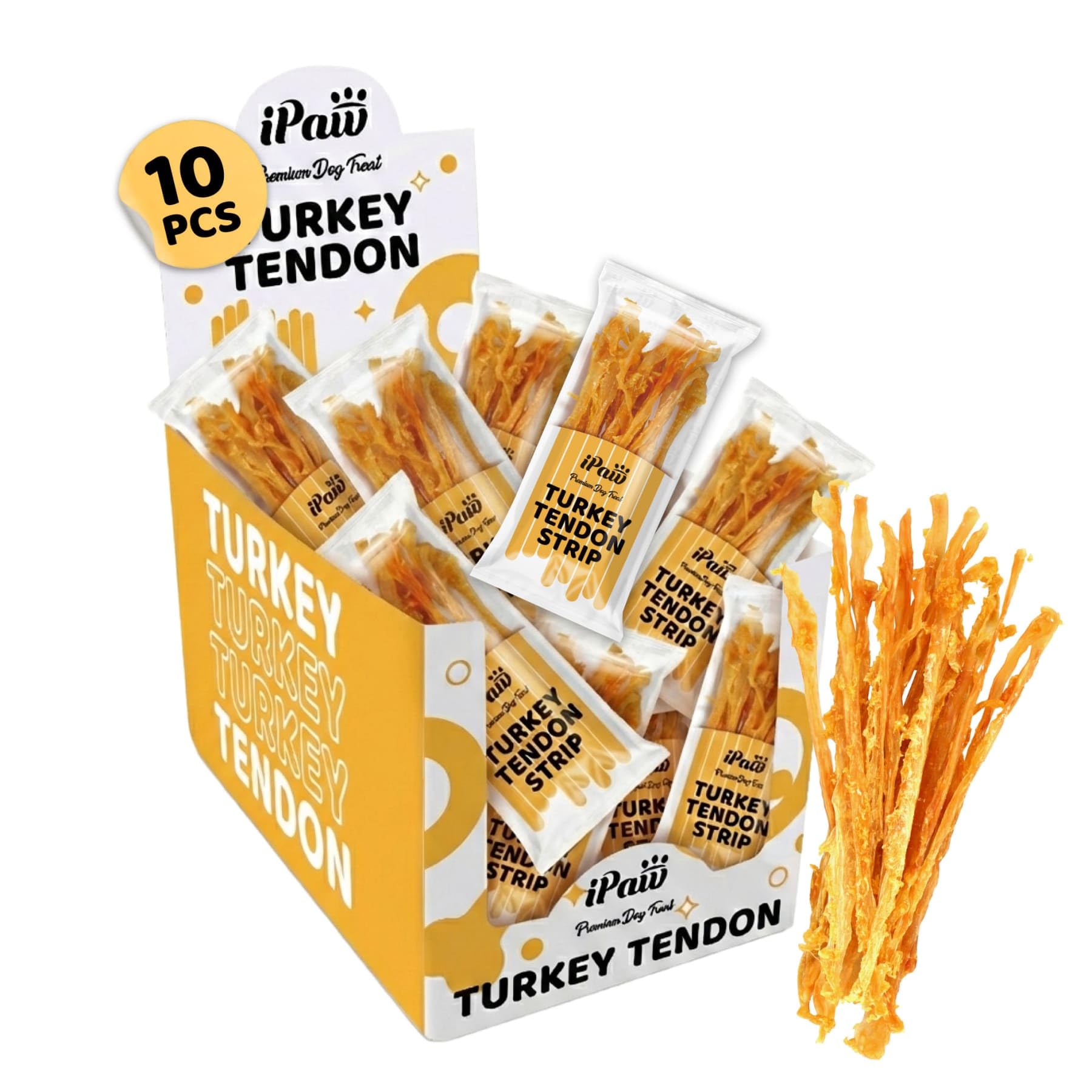 iPaw Turkey Tendon bulk pack for dogs, a natural chew option.