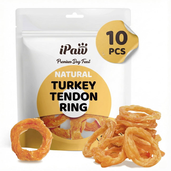 iPaw turkey-tendon-ring-small-pack promotes safe daily chewing for dogs.