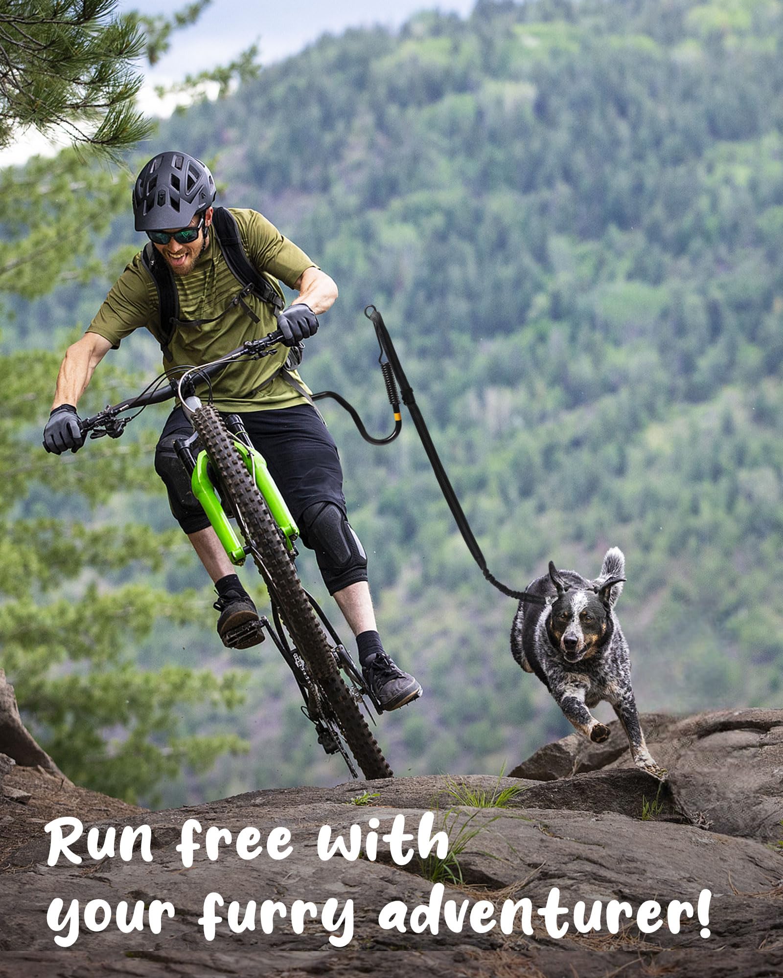 IPetba dog bike leash with shock absorption minimizes jolt during sudden pulls.