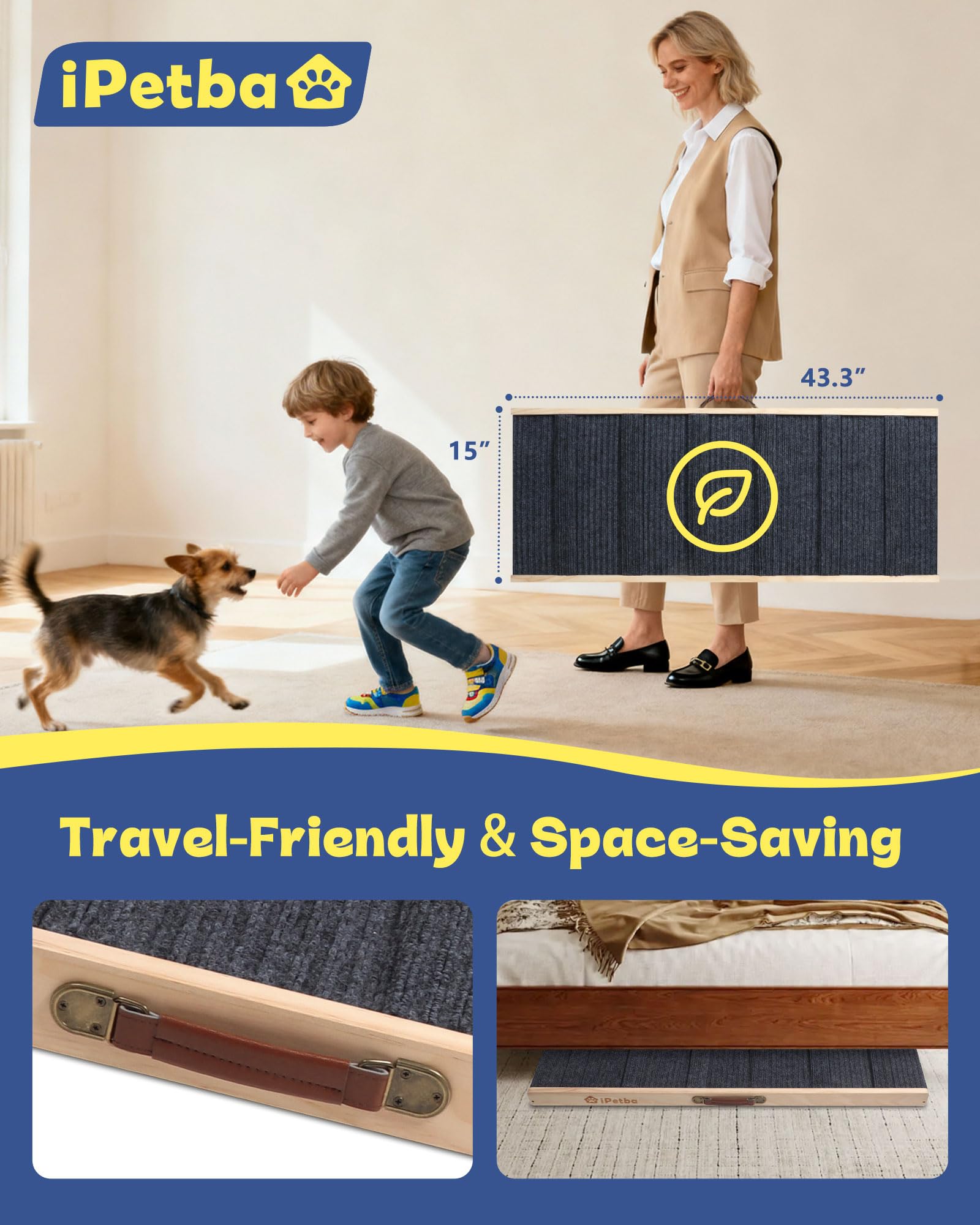 iPetba eco-friendly pine wood construction blends with home decor.