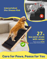 iPetba dog ramp shows height adjustment up to 24 inches.