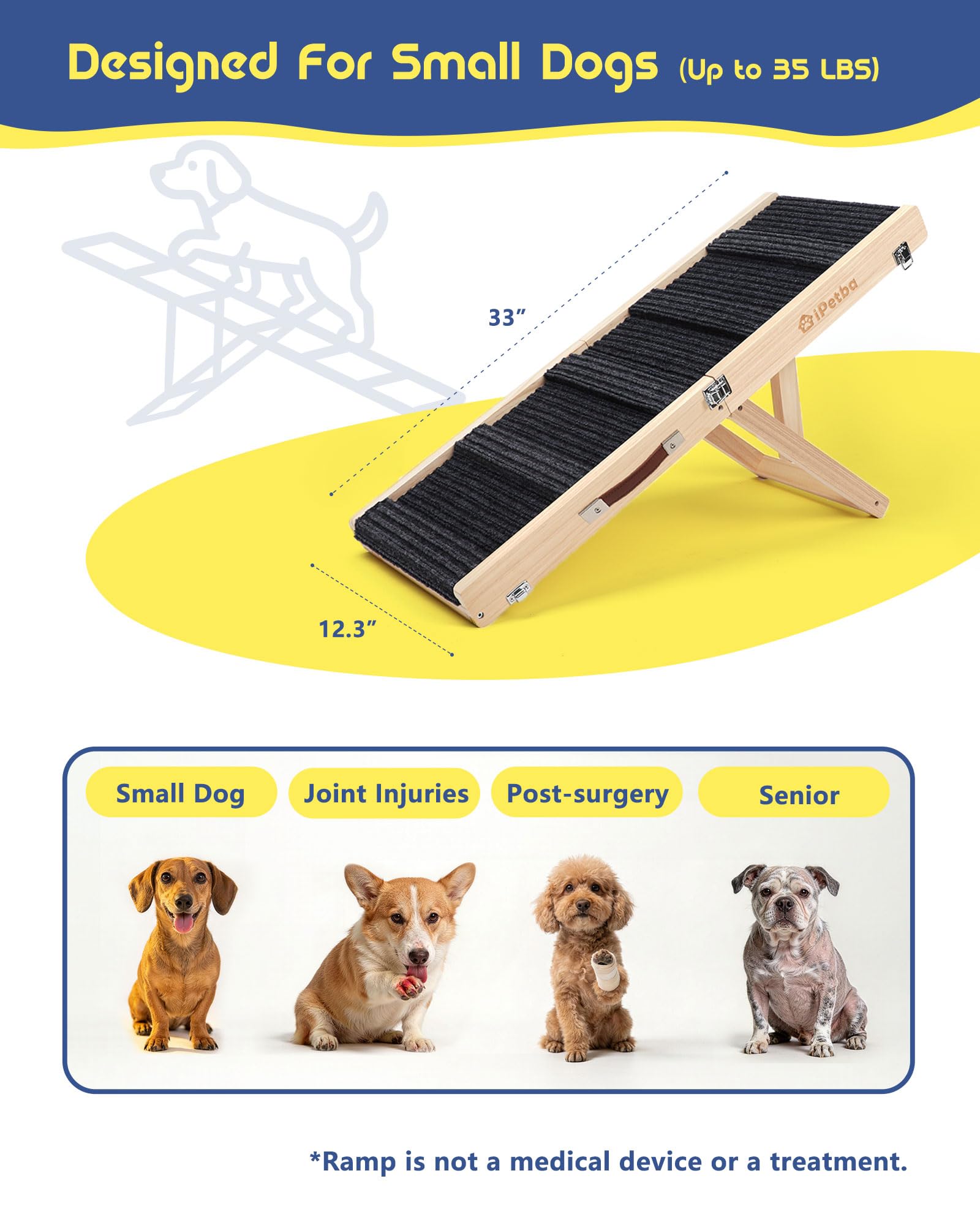 ipetba dog ramp solid-pine-wood delivers sturdy, reliable support.