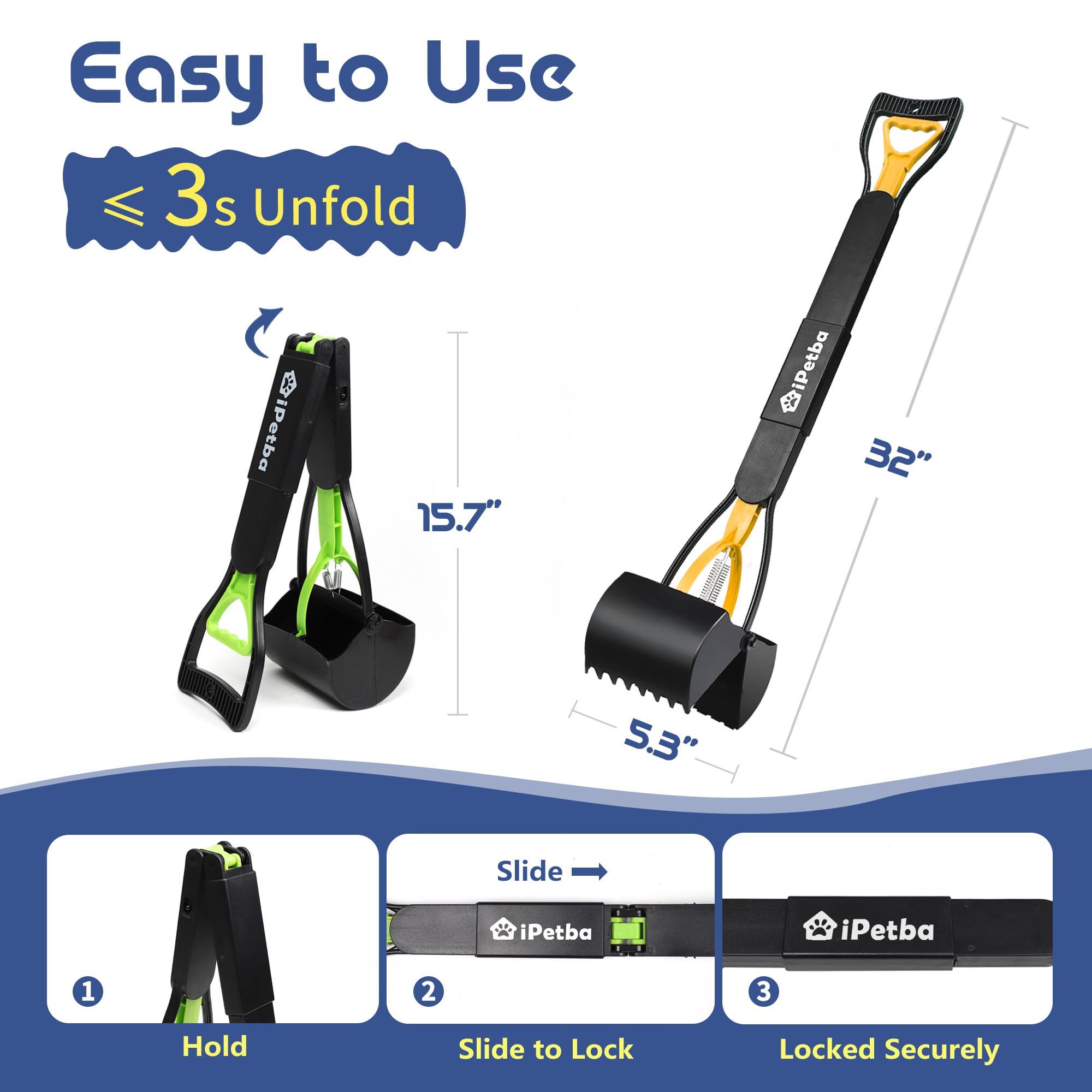 iPetba grass-friendly scoopers lift waste without turf damage
