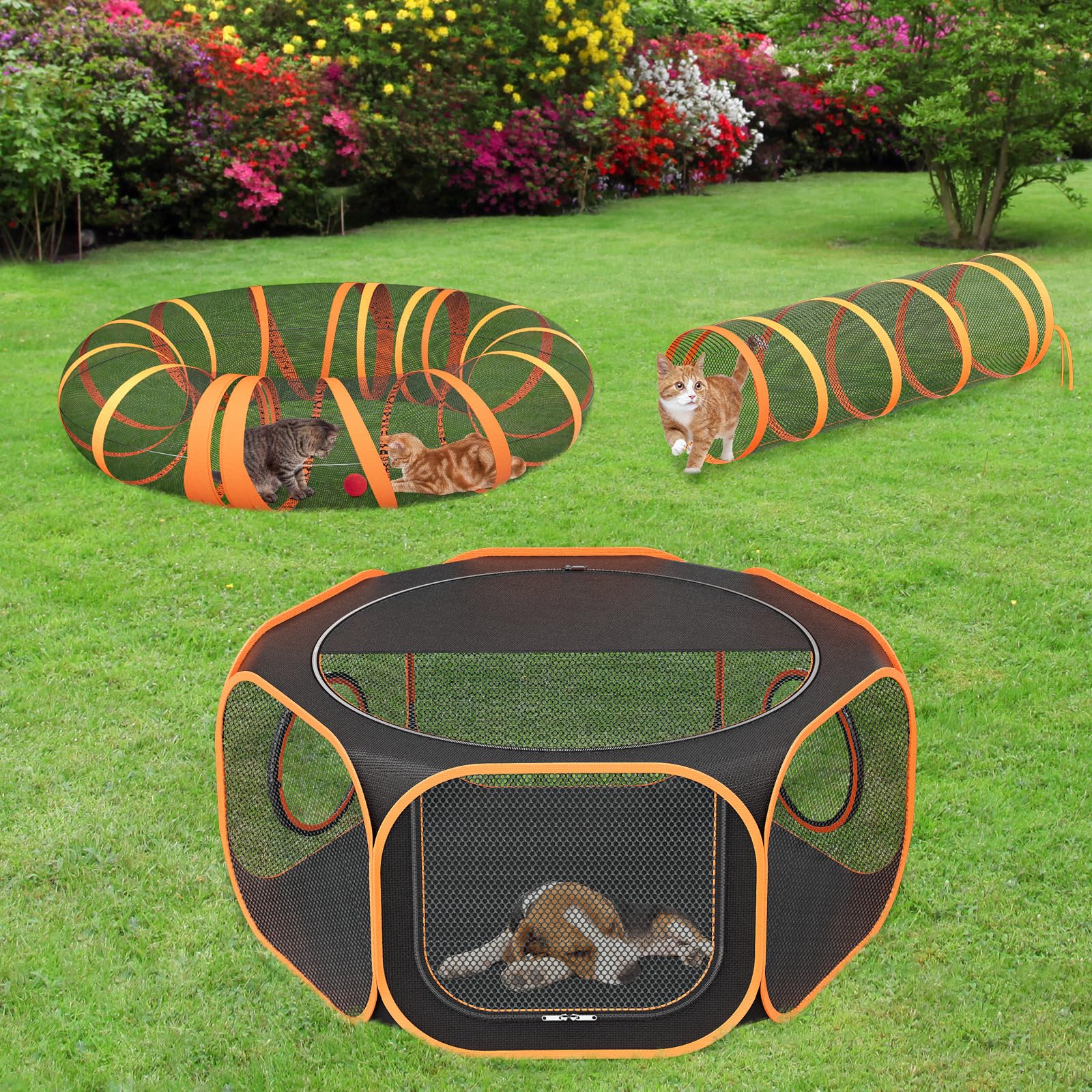 ipetstation catio tunnel packable design folds for easy storage