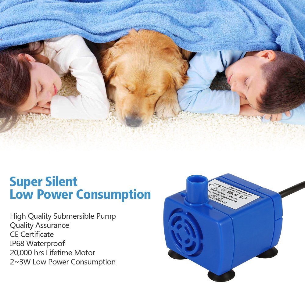 iPettie Tritone ceramic cat water fountain foam filter, traps hair and debris.