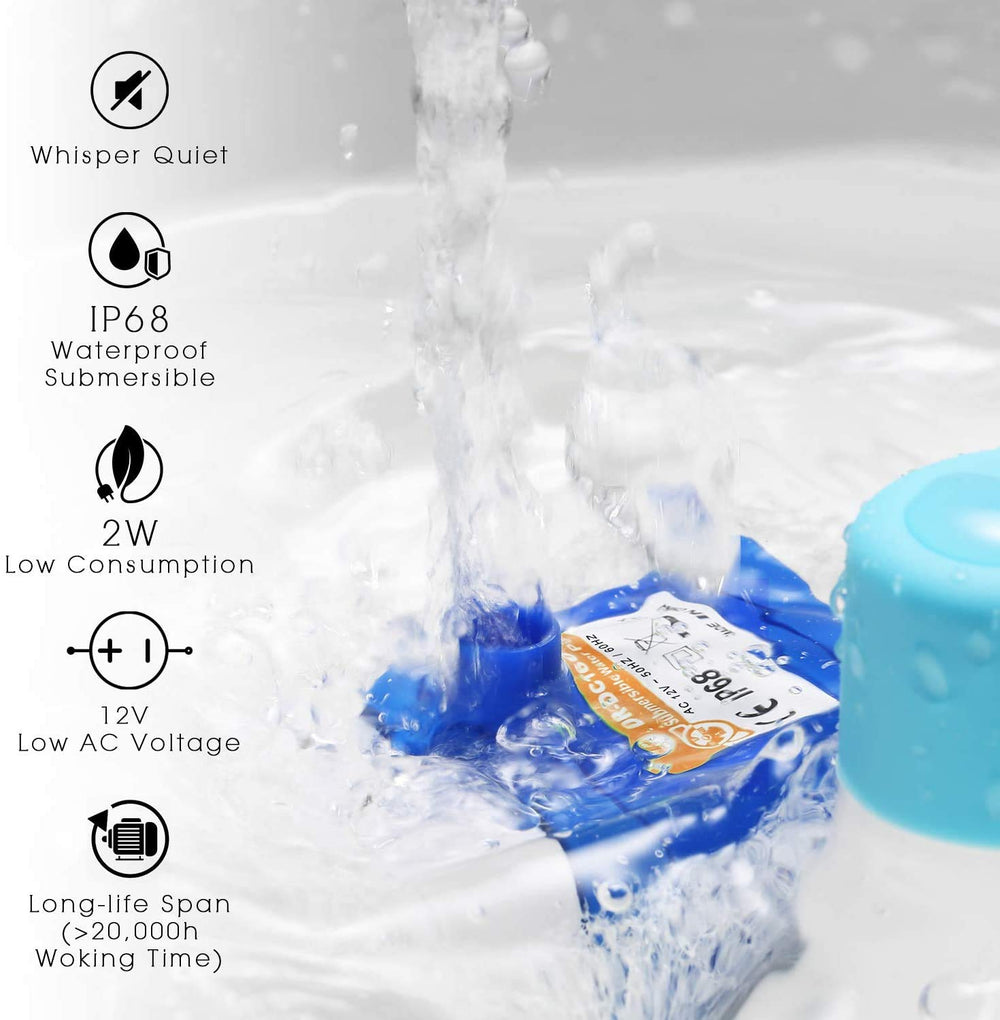 iPettie Tritone ceramic cat water fountain pump area, low-noise design.