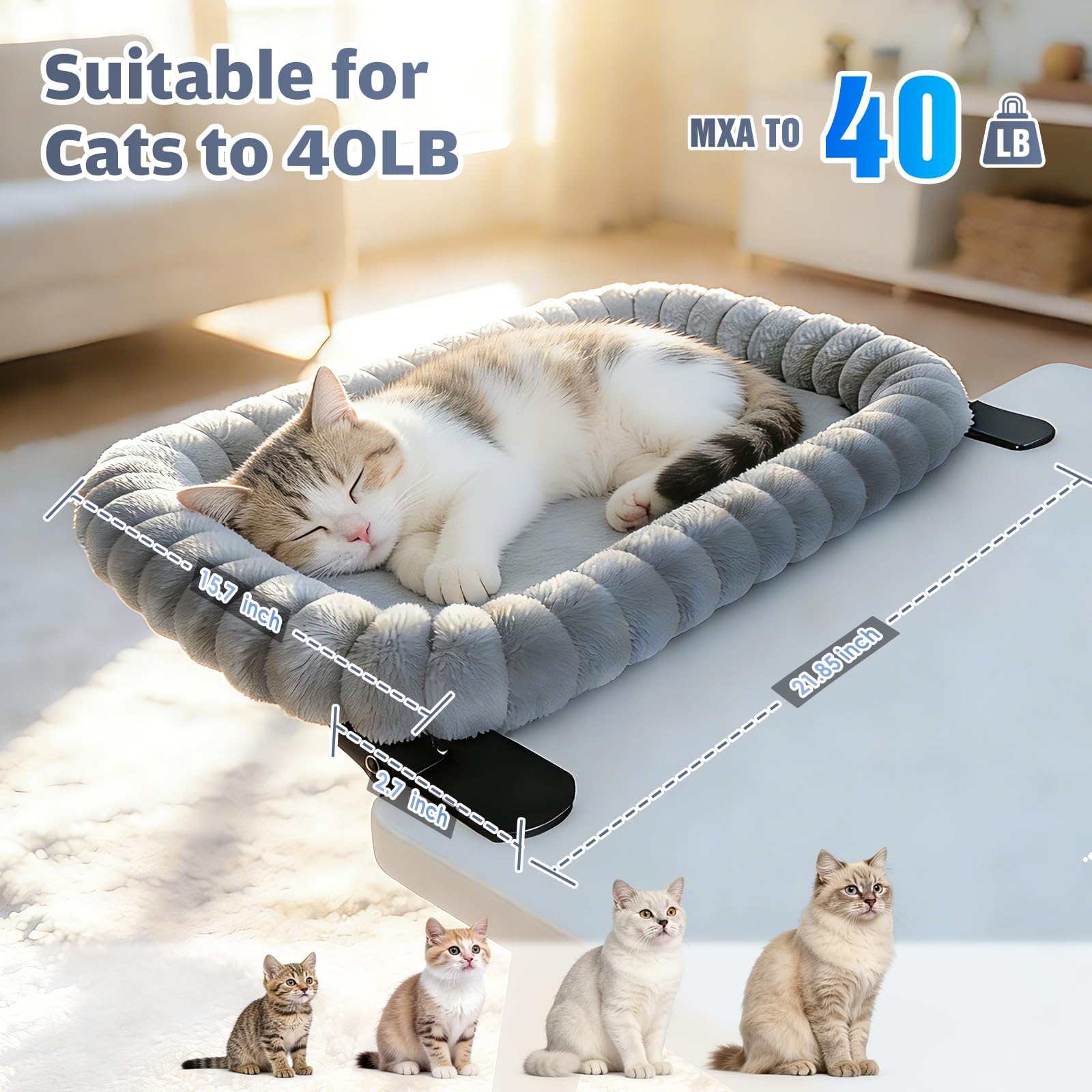 IPOW cat desk perch with sturdy steel frame supports up to 40 lbs.