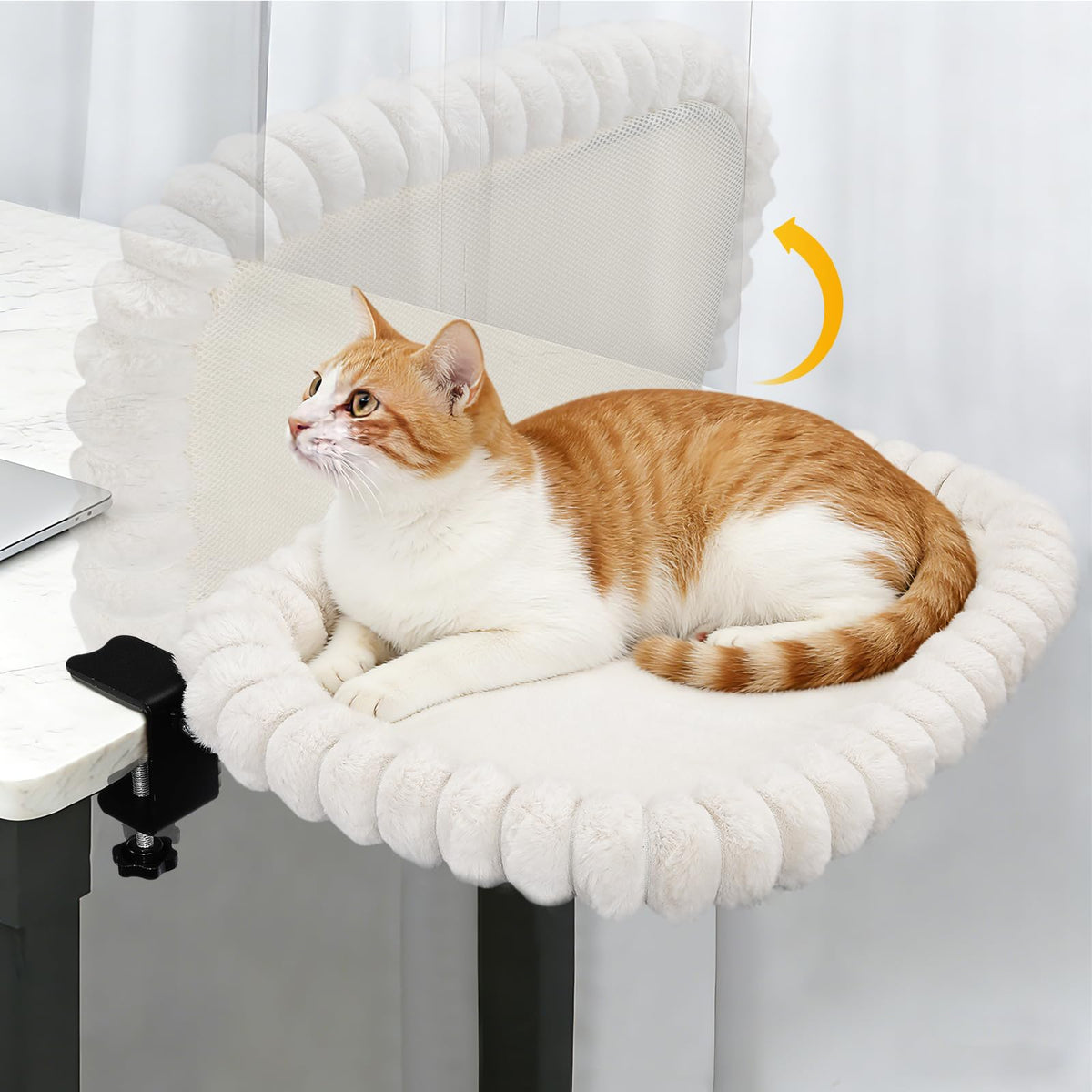 IPOW cat bed foldable desk perch beside your workspace for convenient companionship.