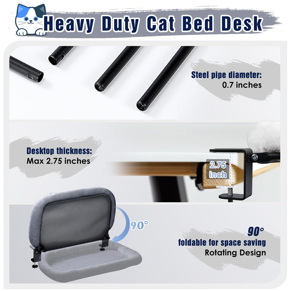 IPOW cat desk bed non-slip base ensures stable lounging on any floor