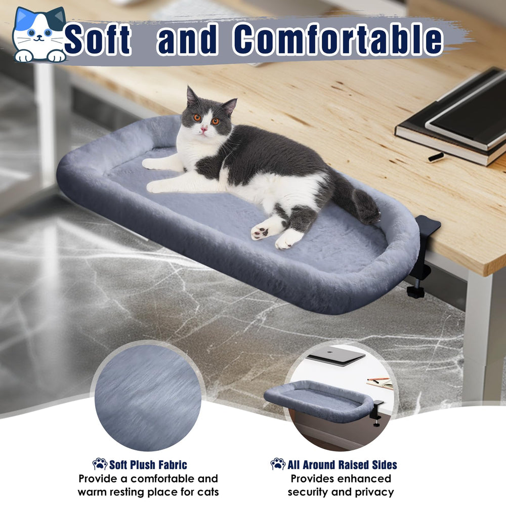 IPOW cat desk bed plush fur close-up highlights luxurious warmth