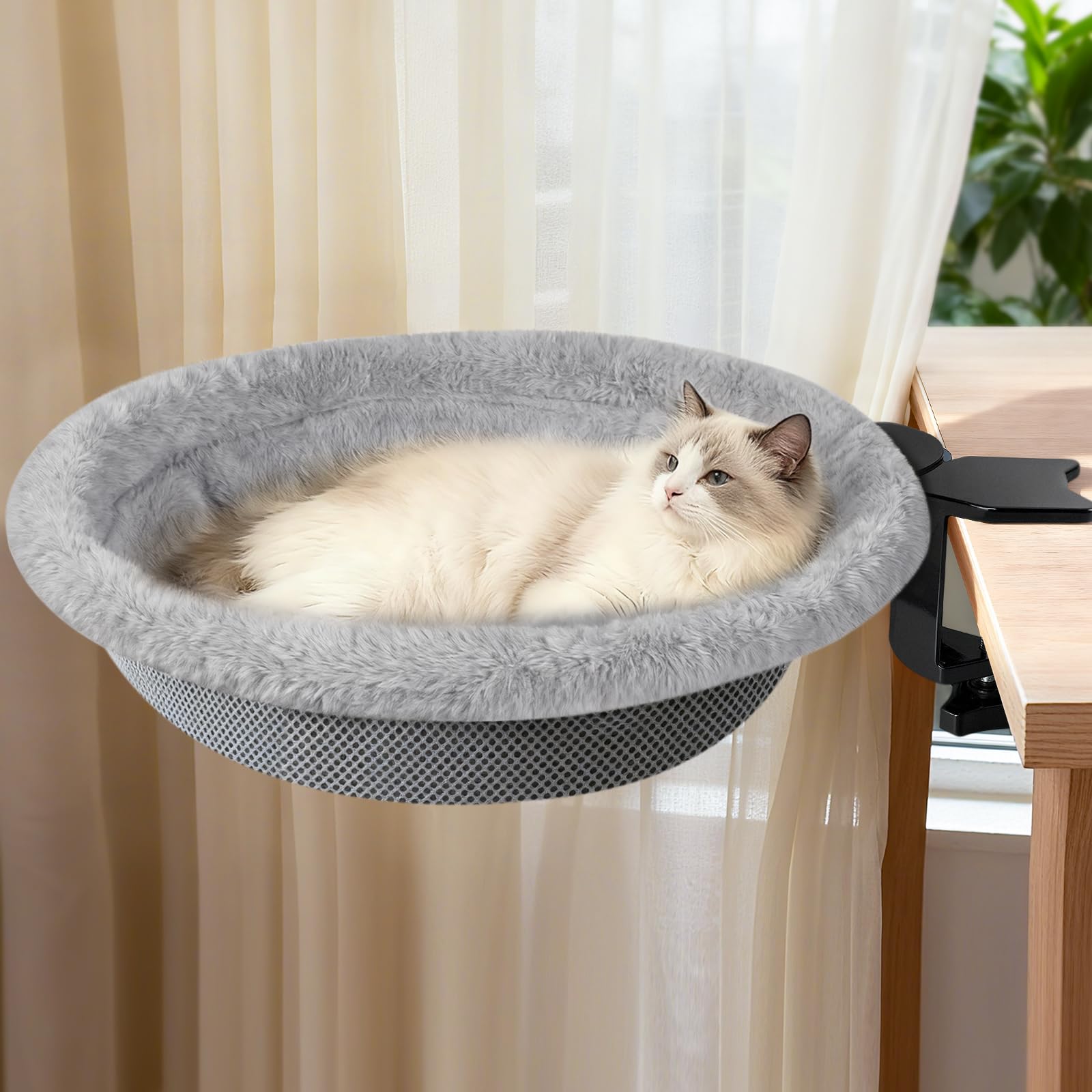 IPOW heavy-duty steel frame with 180° rotating cat desk bed for stability and rotation