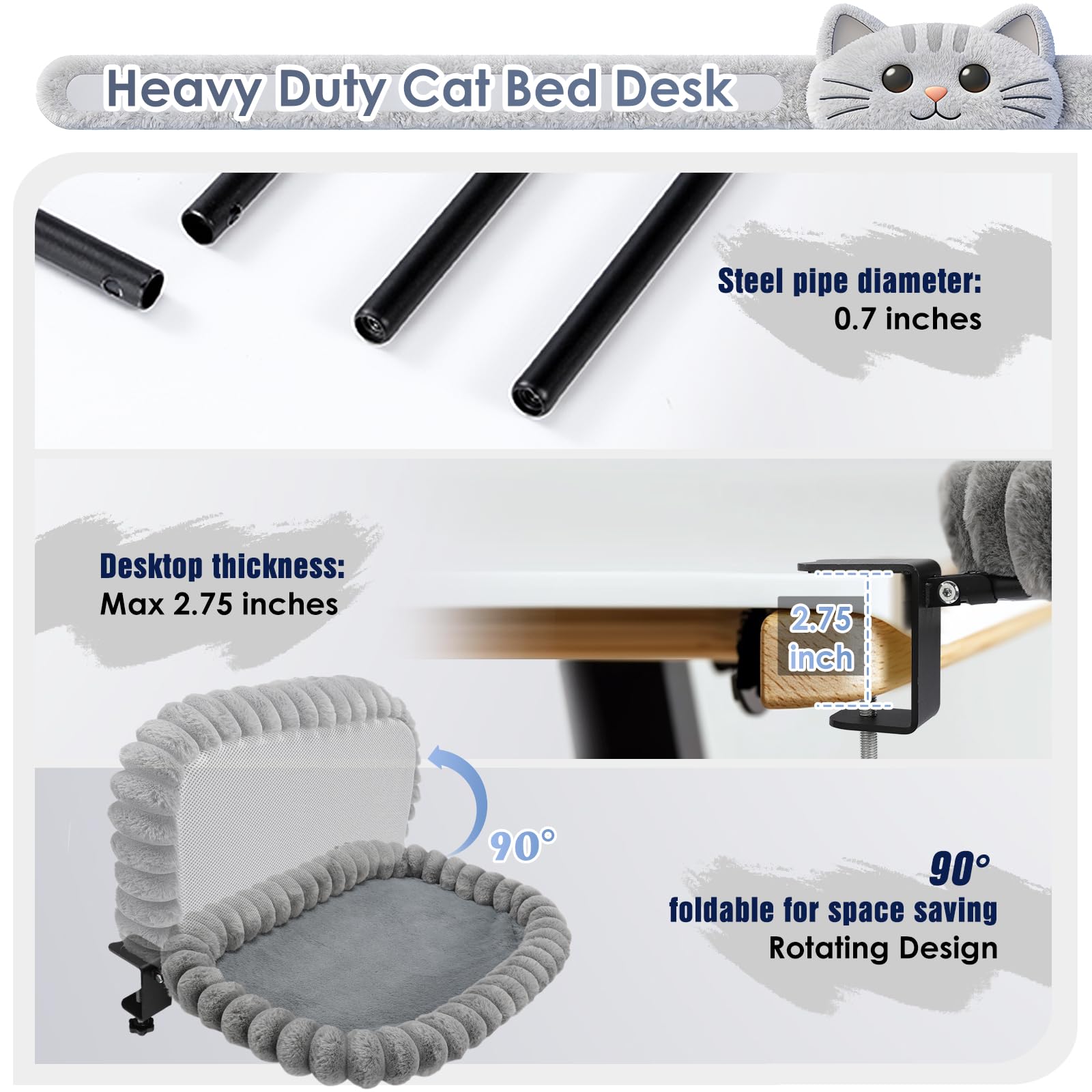 IPOW heavy-duty steel frame emphasizes durability for daily feline use.