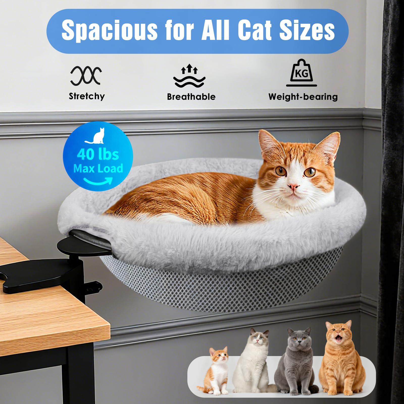 IPOW semi-circular cat bed in soft faux fur for cozy naps