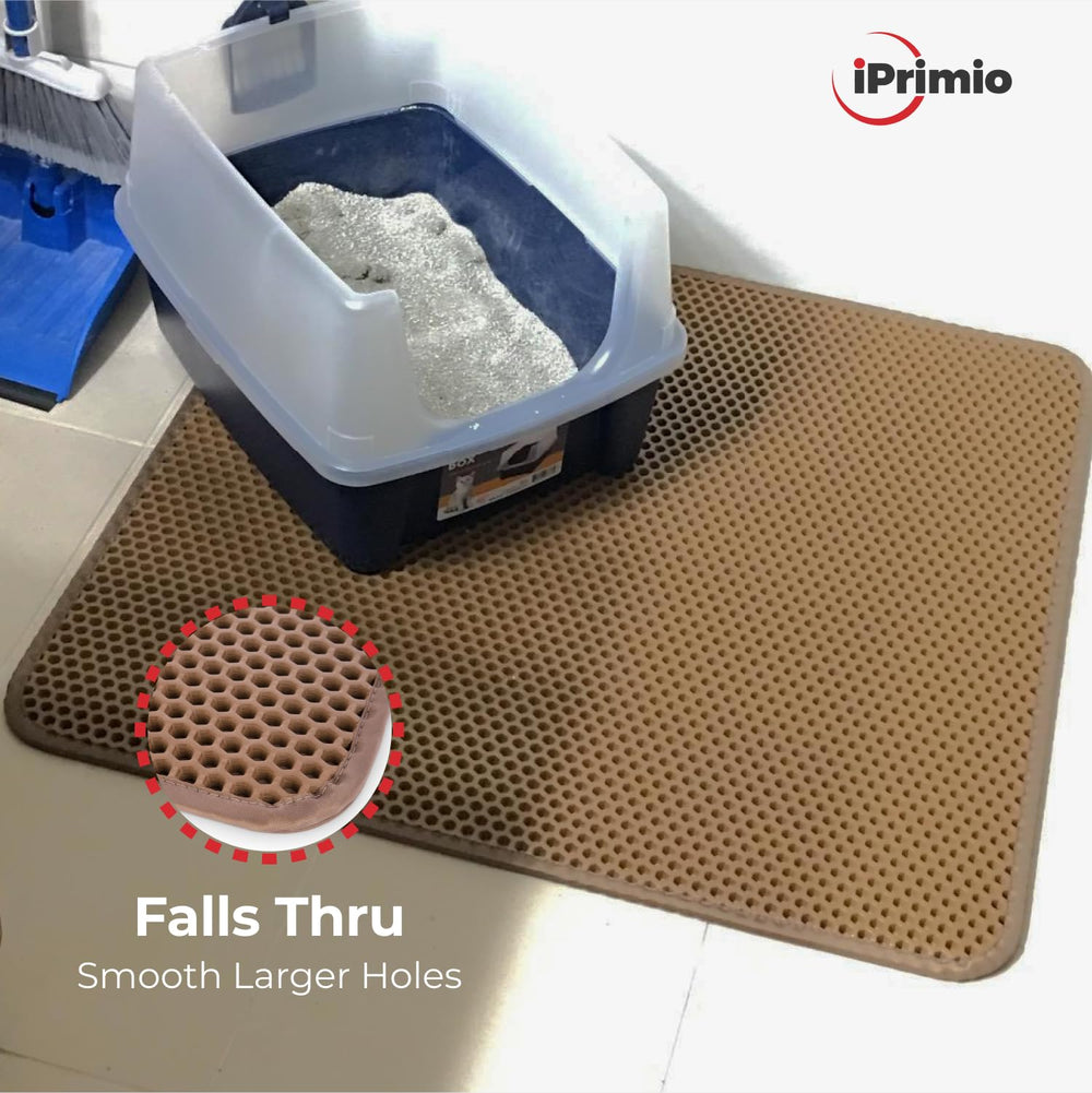 iPrimio Large Cat Litter Trapper Mat shows perimeter nylon border detail.