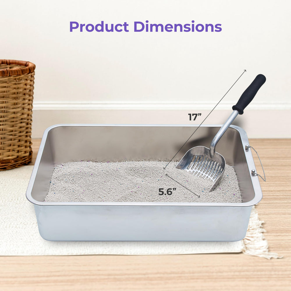 iprimio Monster Metal Cat Litter Scoop with Ergonomic Soft Grip reduces hand strain during cleaning.