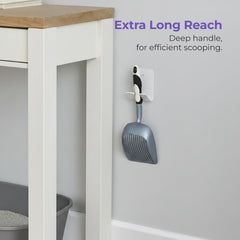 iPrimio reinforced-front-edge scoop ready to tackle corner litter