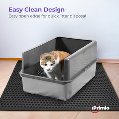 iPrimio cat litter mat with waterproof-bottom protects floors from spills and moisture
