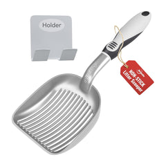 iPrimio XL cat litter sifter with deep shovel in silver for quick waste separation.