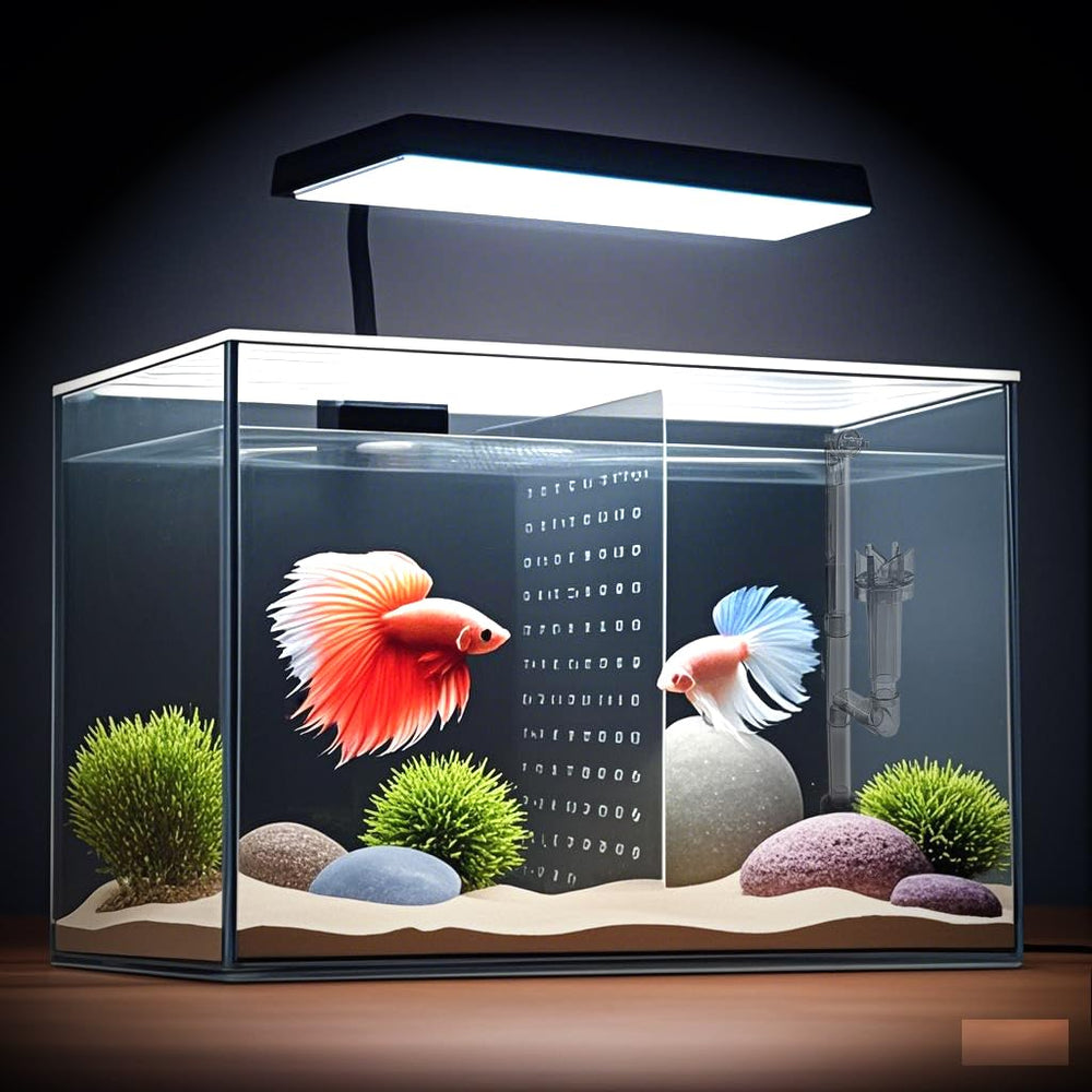 iPriro 3 gallon nano aquarium with separator plate for two Betta fish