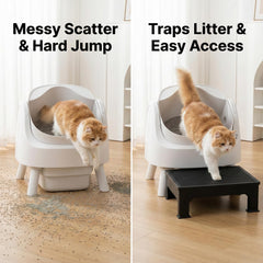IQMaoGo dual-layer litter trap catches paw litter, reducing mess