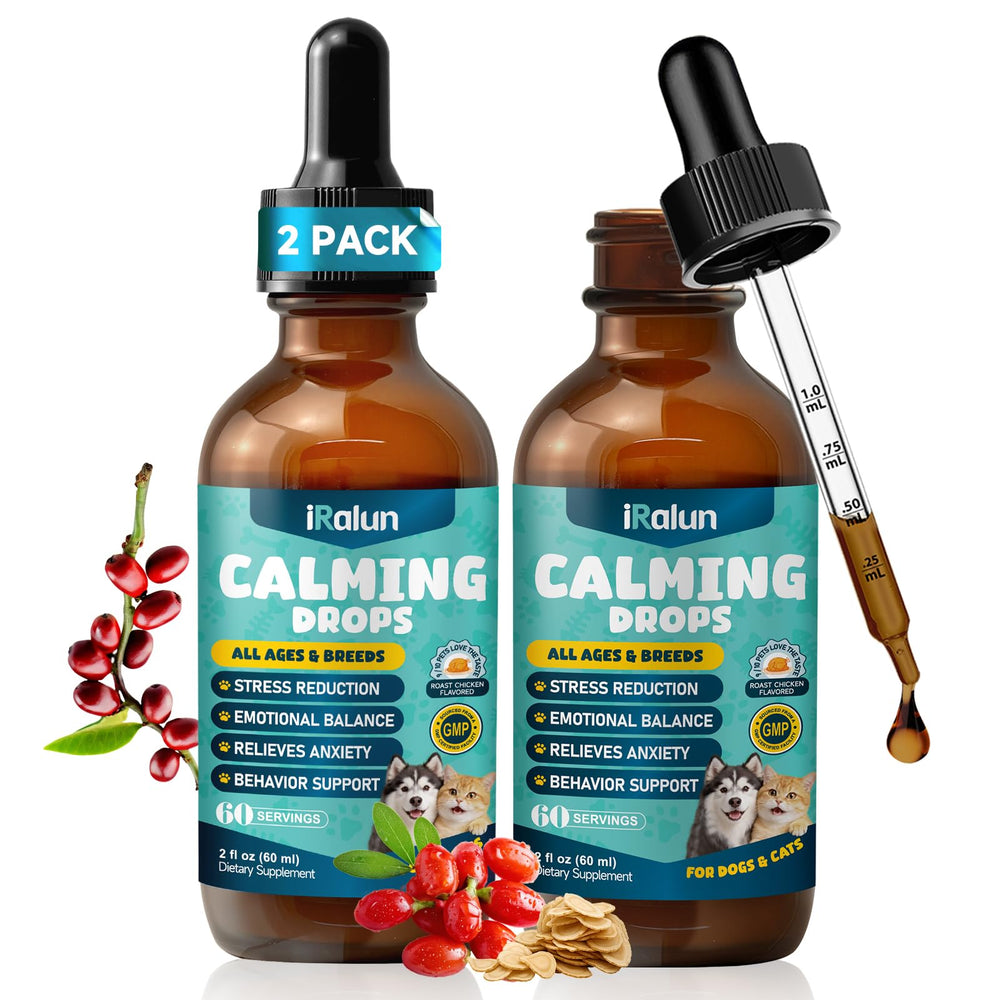 IRALUN Calm Drops bottle ready for quick pet relaxation.