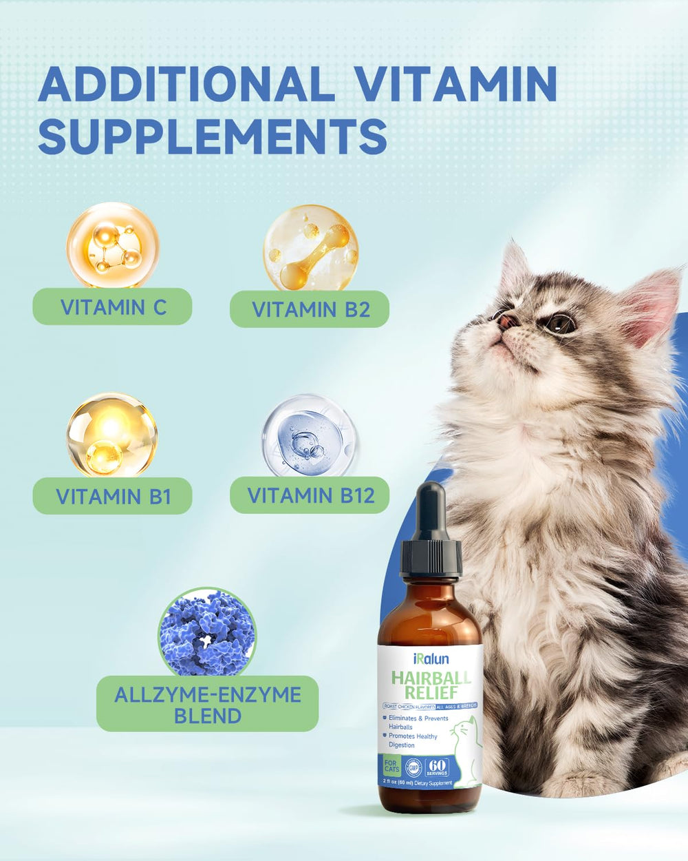 IRALUN Cat enjoying meal with supplement added.