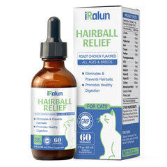 IRALUN Hairball Treatment bottle front view for digestion support and hairball relief.