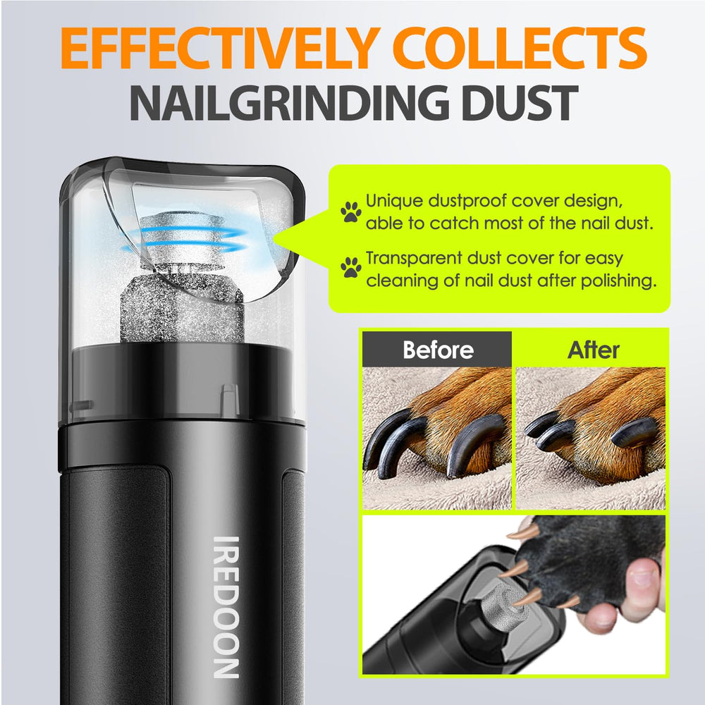 IREDOON dog nail grinder 3-speed switch adapts to different dogs.