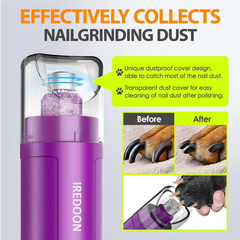 IREDOON grinder provides three grinding ports to fit paw size and nail hardness.