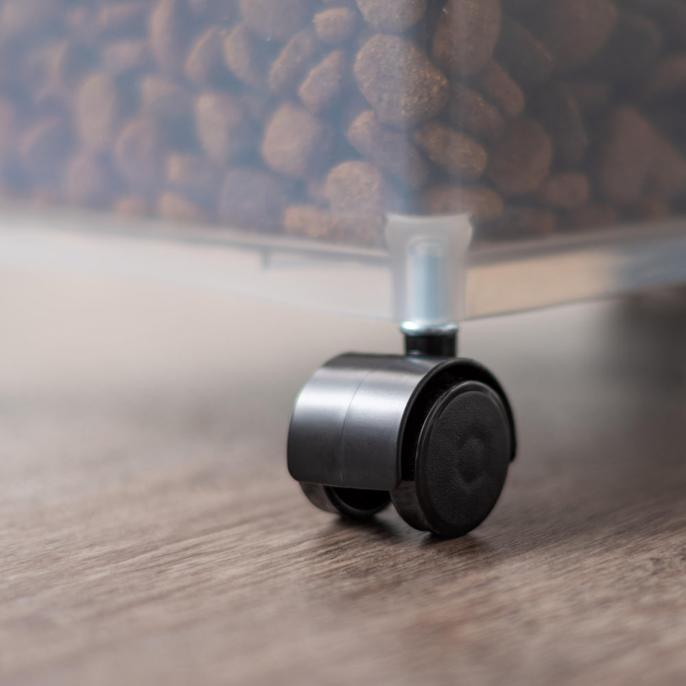Included IRIS Remington 2-cup scoop for quick portioning of pet food.
