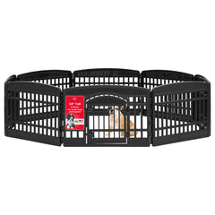 IRIS USA 24-inch dog playpen with door gate creates a safe indoor play area.