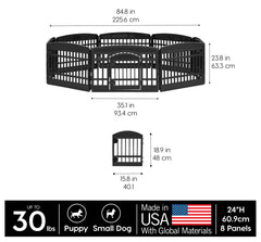 IRIS USA 8-panel layout offers customizable exercise yards for puppies and small breeds.
