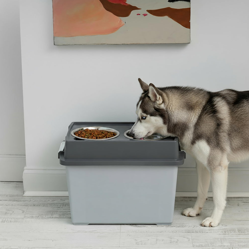 IRIS USA airtight dog food storage container with buckle lid to protect dry food