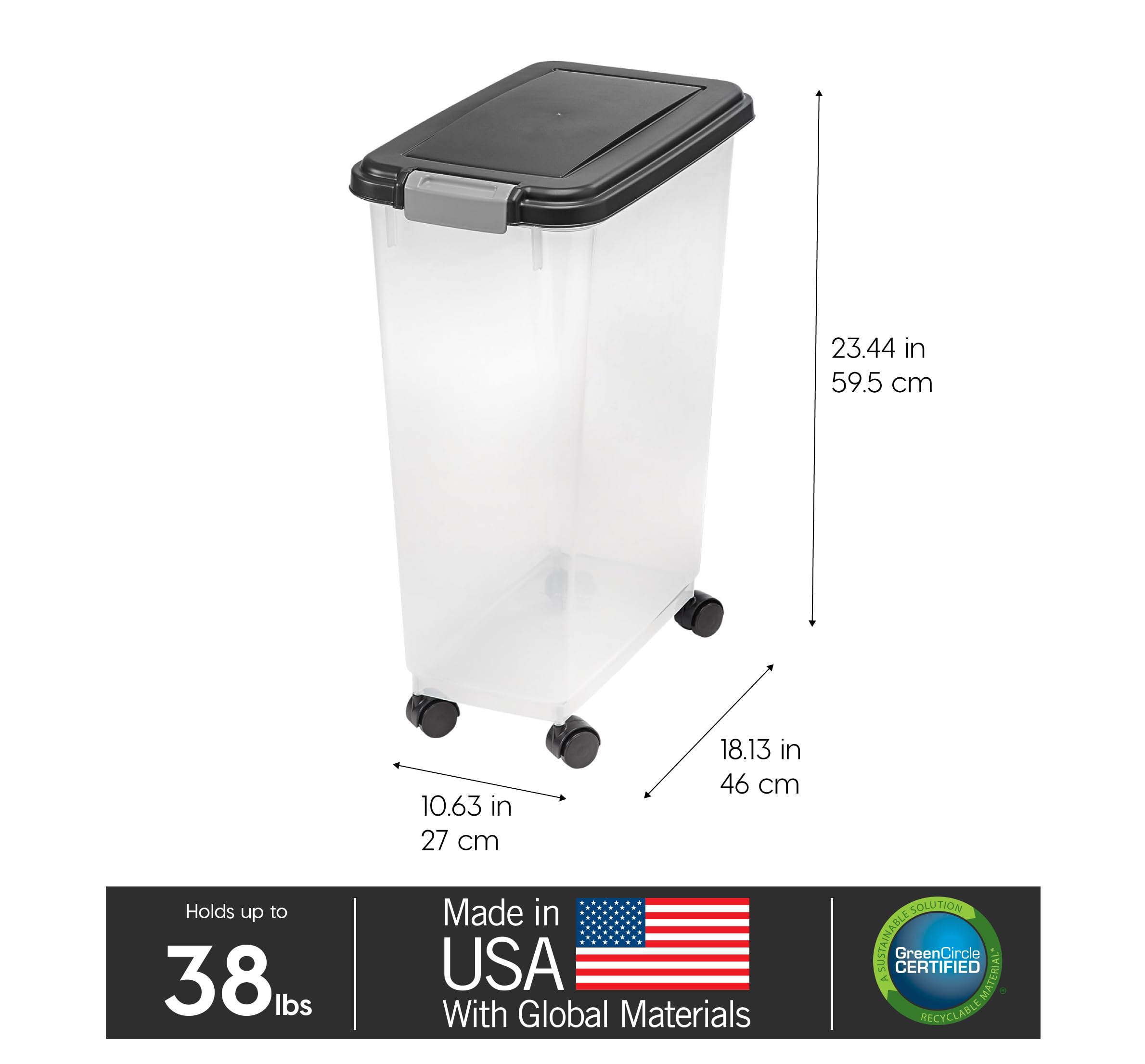 IRIS USA container with open lid showing secure snap-lock latches.