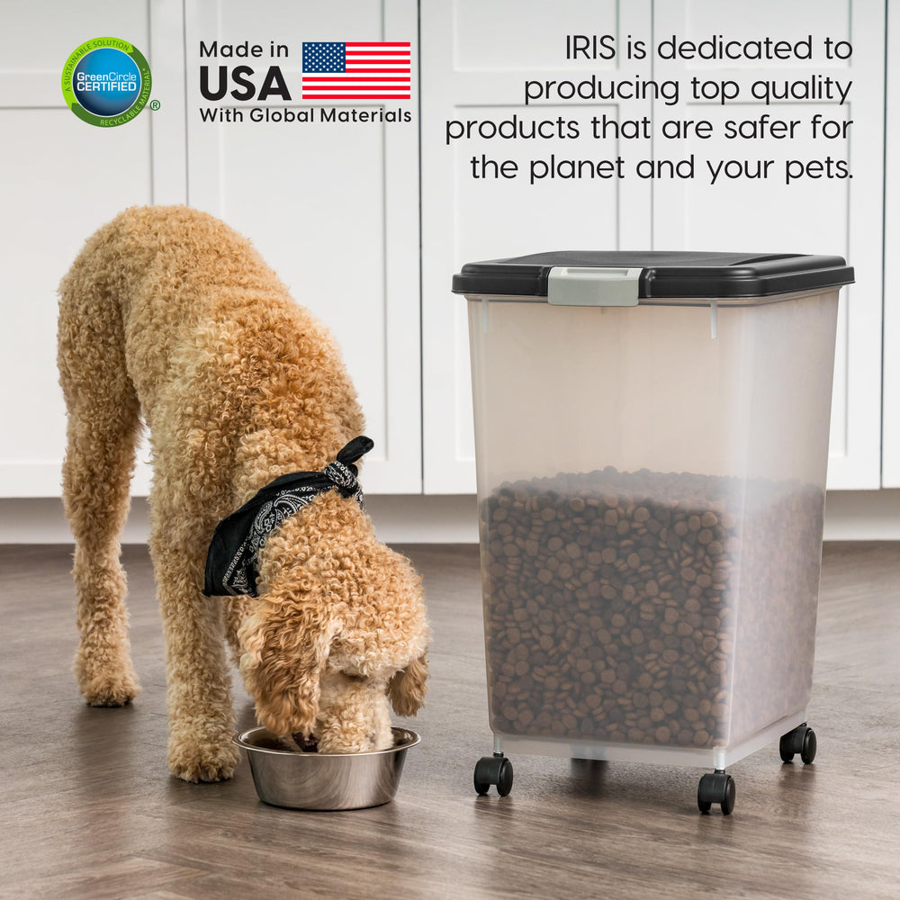 IRIS USA-made BPA-free pet food storage bin for durable use.