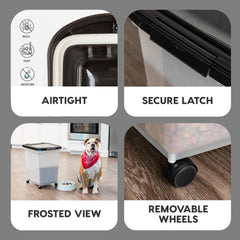 IRIS USA BPA-free pet storage bin protects dry foods without harmful chemicals.