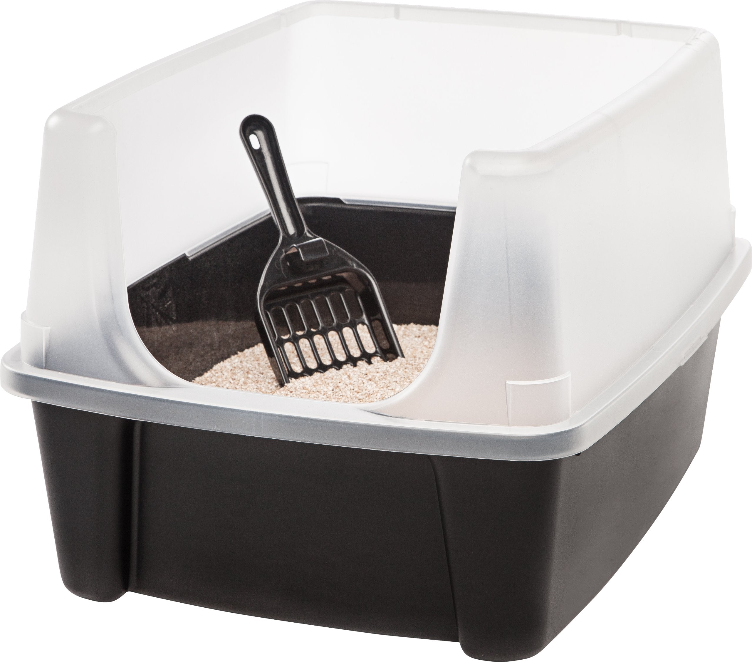 IRIS USA cat litter box with a 19x15x11.75 inch footprint for standard spaces.