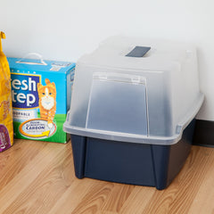 IRIS USA 19x15x15 inch litter box dimensions for compact spaces.