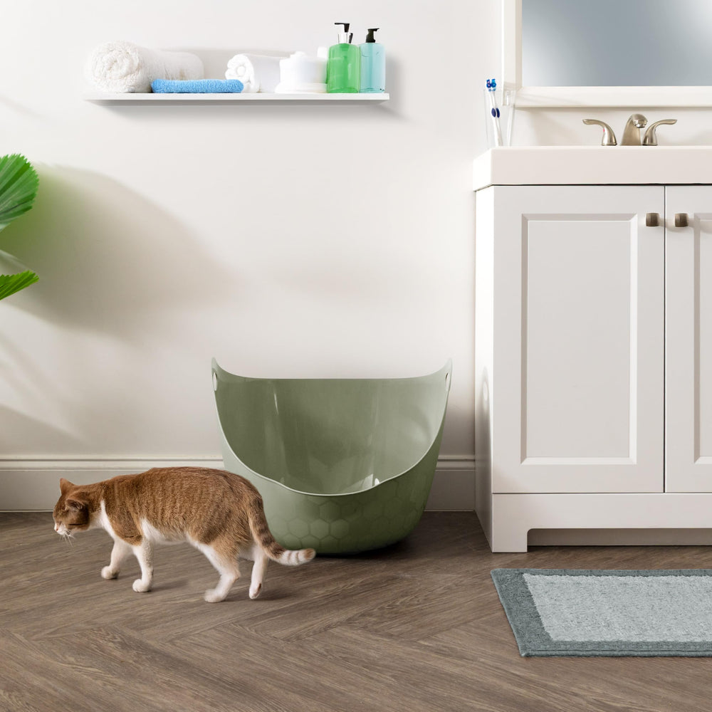 IRIS USA cat litter box dimensions 20.5 by 21.13 by 16.25 inches.