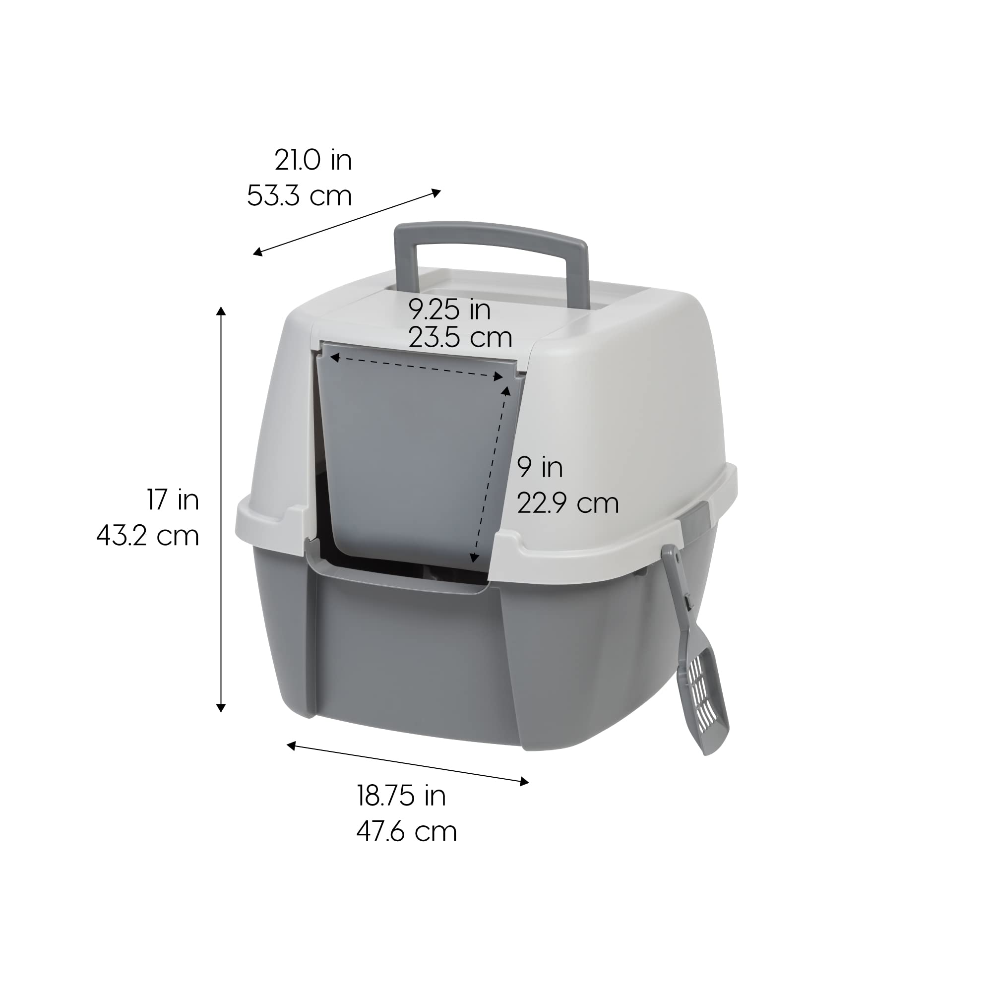 IRIS USA enclosed litter box offers quiet, private space for cats.