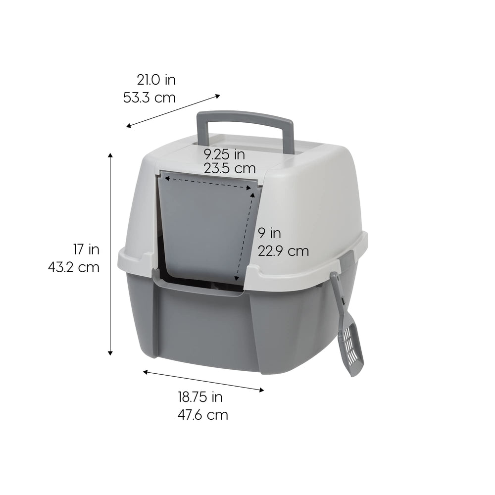 IRIS USA enclosed litter box offers quiet, private space for cats.