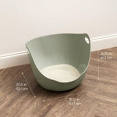 IRIS USA cat litter box with ergonomic handles for easy transport.