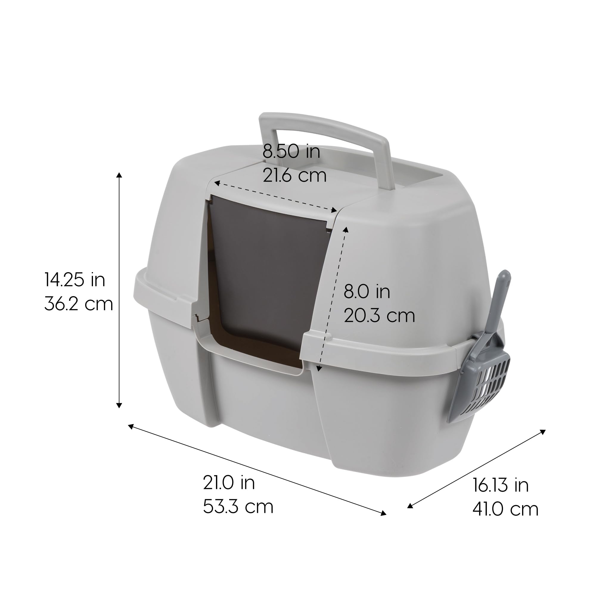 IRIS USA Cat Litter Box odor-control flap door helps keep rooms fresh.